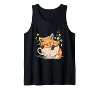 Fox Sleeping Floral Cup Sleeping Animal Pisolino Fox Amante Canotta