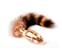Fox Tail Glass Anal Plug Sex Toy Adult Product For Woman,anal Plug Dog Tails Slave Cosplay Submisson Cat Beads Sex Shop Lesbian(M)