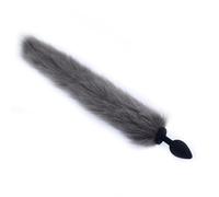 Fox Tail Metal Anal Butt Plug Animal Role Play BDSM Sex Products Silicone Anal Plug Sex Toys For Woman Couples Adult Games(Siicone gray)