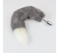 Fox Tail Metal Anal Butt Plug Animal Role Play BDSM Sex Products Silicone Anal Plug Sex Toys For Woman Couples Adult Games(Gray and white)