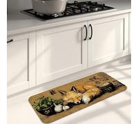 Fox, tappetini da cucina per pavimento, stile vintage con cartoni animati, comodi e imbottiti, lavabili, antiscivolo, per cucina, lavanderia, bagno, 40,6 x 119,6 cm