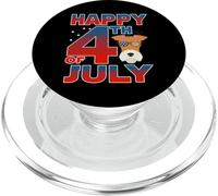 Fox Terrier Dog American Flag Glasses Happy 4th Of July PopSockets PopGrip per MagSafe