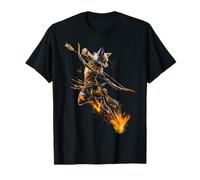 Fox Tiene Arco e Freccia Fiamma Morif Animal Art Fox Maglietta