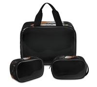 Fox - Trousse per trucchi da donna e uomo, con volpe, traslucida, 3 pezzi, per articoli da toeletta da viaggio, organizer per cosmetici, Colore, XL, Astuccio per trucchi