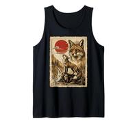Fox Ululando Vintage Ukiyo-e Arte Giapponese Canotta