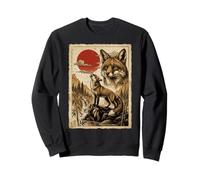 Fox Ululando Vintage Ukiyo-e Arte Giapponese Felpa