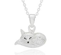 Fox Under The Moon Stacey McNeill - Collana placcata in argento con ciondolo a forma di volpe addormentata con scritta "Friends Make the World Wonderful", regalo dell'amicizia, gioiello sentimentale
