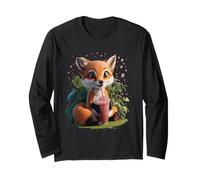 Fox Uomo Donna Boba Tea Kawaii Bubble Tea Fox Maglia a Manica