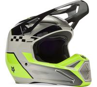 FOX V1 Collect Casco da motocross giovanile, nero/grigio/giallo, Taglia Y/M (51/52)