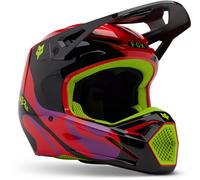 FOX V1 Emotion Casco da motocross, nero/rosso/giallo, Taglia XXL (63/64)