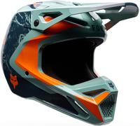 FOX V1 Image Print Casco da motocross, blu/turchese/arancione, Taglia M