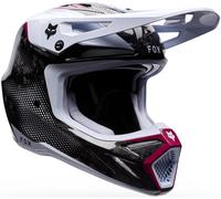 FOX V3 RS Tactile Carbon Casco da motocross, bianco/rosa/nero, Taglia M