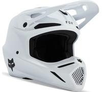 FOX V3 Solid Casco da motocross per ragazzi, bianco opaco, Taglia Y/M (51/52)