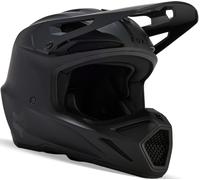 FOX V3 Solid Casco da motocross per ragazzi, nero opaco, Taglia Y/M (51/52)