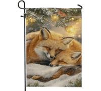 Fox Winter Cozy Snow Tree Winter Orange Bandiere Robuste Flag Colore Vivido Bandiere Verticale Per Balcone Decorazione Giardino 30X45Cm