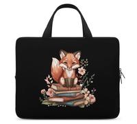 Fox with Books Floral Laptop Bag Sleeve Funny Tablet Case Protective Carry Bag Valigetta con maniglia 15 pollici