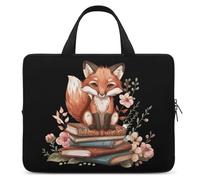 Fox with Books Floral Laptop Bag Sleeve Funny Tablet Case Protective Carry Bag Valigetta con maniglia 10 pollici