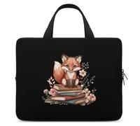 Fox with Books Floral Laptop Bag Sleeve Funny Tablet Case Protective Carry Bag Valigetta con maniglia 17 pollici