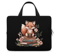 Fox with Books Floral Laptop Bag Sleeve Funny Tablet Case Protective Carry Bag Valigetta con maniglia 13 pollici