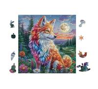Fox with Rainbow Fur in Flower Forest Rompicapo 100 Pezzi Per Regalo Di Halloween Cartone Rigido Per Adulti Tema Horror Per Feste Con Amici Edizione Limitata Top Vendita 28x28cm