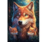 Fox with Two Kits in A Forest Puzzle 1000 Pezzi Serate In Casa Con Amici Science Fiction Magical Dream Giochi Da Tavolo Per Gruppo Divertimento E Convivialità Regalo Per Amici E Parenti 1000 PCS