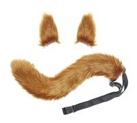 Fox Wolf Cosplay orecchie animali coda set lupo orecchie coda costume fatto a mano volpe lupo orecchie di lupo costume Halloween costume cosplay testa accessori orecchie da volpe, marrone, Taglia