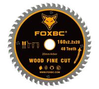 FOXBC Lama per sega a binario da 160 mm a 48 denti per sega a binario Festool TS55, TSC 55, ATF 55, AP 55, HK 55, HKC 55, DeWalt DWS520K, Makita SP6000J, 160 x 2,2 x 20 mm, taglio fine per legno