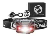 Foxelli USB ricaricabile faro torcia - 100 ore di luce con una sola carica costante, ultra luminoso, impermeabile, resistente agli urti, due mini USB di ricarica cavi incl., Black-Mini