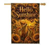 Foxes - Bandiera per la casa, autunnale, rustica, girasole, farfalla, arancione, double face, decorativa, per esterni, patio, prato, ingresso, campeggio, 71 x 101 cm