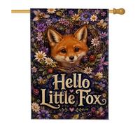 Foxes - Bandiera per la casa, fantasiosa natura, fiori e bacche autunnali, in iuta viola, double face, per portico anteriore, bandiere decorative per esterni, prato, cortile, patio, ingresso, 71 x 101