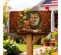 Foxes Coperture magnetiche per cassette postali, foglie autunnali rustiche con lanterne autunnali arancioni per le vacanze, per decorazioni esterne da cortile, 53 x 64 cm