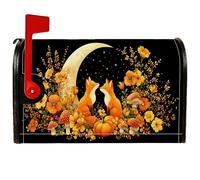 Foxes Coperture magnetiche per cassette postali, rustiche fantasiose zucche, fiori autunnali arancioni, protezione per la decorazione del portico anteriore, 53 x 64 cm