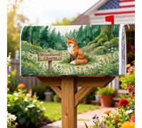 Foxes - Coperture magnetiche per cassette postali, stile rustico, ispirate alla natura, con fiori e alberi, copertura per cassetta postale verde, decorazione da giardino per esterni, 53 x 65 cm