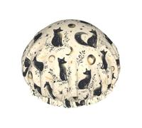 Foxes, cuffia da doccia da donna, con stampa al chiaro di luna, riutilizzabile, a doppio strato, con fascia elastica per capelli lunghi, cuffia da bagno per doccia