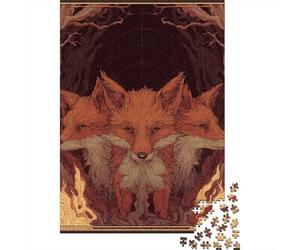 Foxes in Flames Mystical Forest Art Jigsaw Puzzle Impossible 1000Pcs Decorazione Per La Casa. Giochi Rilassamento E Intelligence Per Adulti E Ragazzi Da 14 Anni 52x38cm/1000pcs