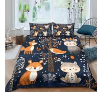 Foxes in forestcopripiumino microfibra morbida Set di 3 Pezzi stampa 3D cerniera nascosta Winter woodland illust Set Di Copripiumino con federe traspirante morbida for adolescenti Double（200x200cm）