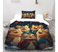 Foxes Natale Set Di Biancheria Da Letto 2 Pezzi Con Stampa 3D Animal Theme Incluso Copripiumino Con 1 Federe Con Federe in Microfibra Ultra Morbida Single（135x200cm）