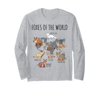 Foxes of The World Educational Chart Nature Species Wildlife Maglia a Manica