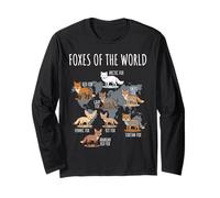 Foxes of The World Educational Chart Nature Species Wildlife Maglia a Manica