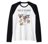Foxes of The World Educational Chart Nature Species Wildlife Maglia con Maniche Raglan