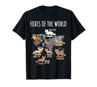Foxes of The World Educational Chart Nature Species Wildlife Maglietta