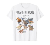 Foxes of The World Educational Chart Nature Species Wildlife Maglietta