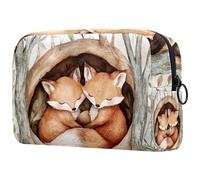Foxes Sleeping on Cave - Trousse da donna, per articoli da toeletta da viaggio, grande, pratica borsa organizer con cerniera, Multi, 18.5x7.5x13cm/7.3x3x5.1in, Beauty case