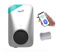 FoxESS Tipo 2 Schuko Caricabatterie EV 32A 7.3KW con RFID, WiFi, OCPP, Wallbox 230V, corrente regolabile monofase e tempo di avvio, argento (senza cavo di ricarica)