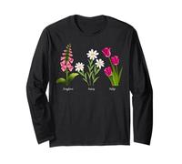Foxglove Daisy Tulip - Vintage Floral Bloom for Nature Lover Maglia a Manica