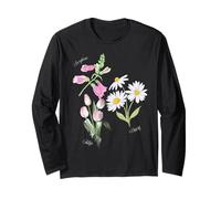 Foxglove Daisy Tulip - Vintage Floral Bloom for Nature Lover Maglia a Manica