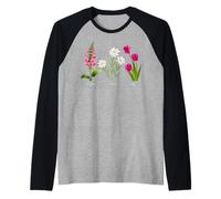 Foxglove Daisy Tulip - Vintage Floral Bloom for Nature Lover Maglia con Maniche Raglan