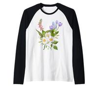 Foxglove Daisy Tulip - Vintage Floral Bloom for Nature Lover Maglia con Maniche Raglan
