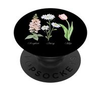 Foxglove Daisy Tulip - Vintage Floral Bloom for Nature Lover PopSockets PopGrip Adesivo