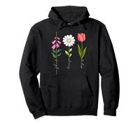 Foxglove Daisy Tulip vintage style flowers Felpa con Cappuccio